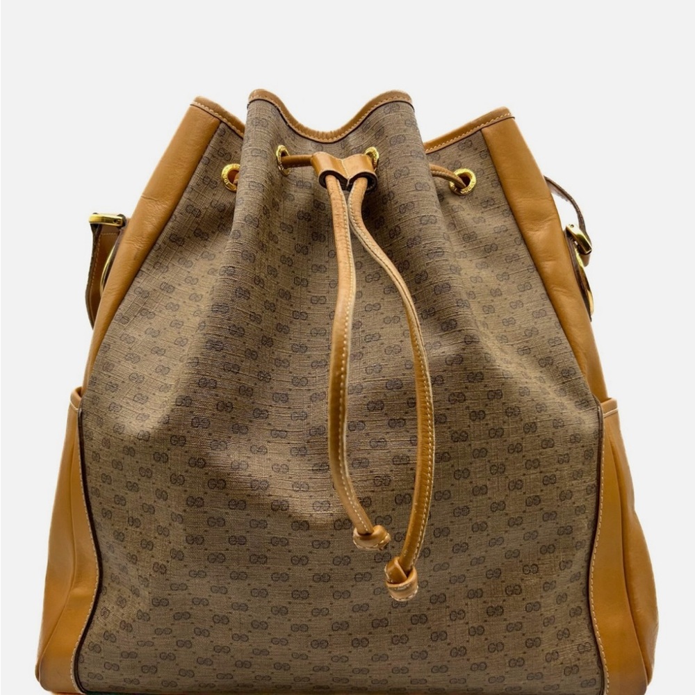 Gucci Micro GG Beige drawstring bucket bag vintage authentic